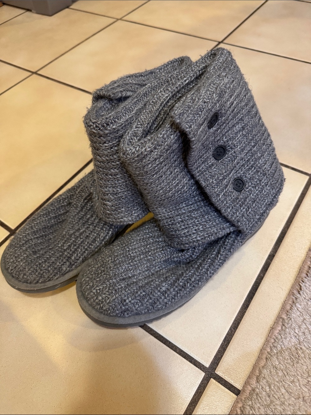 UGG Y2K Knit Fold-Over Boots in Gray